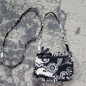 Floral Black and White Crossbody Bag